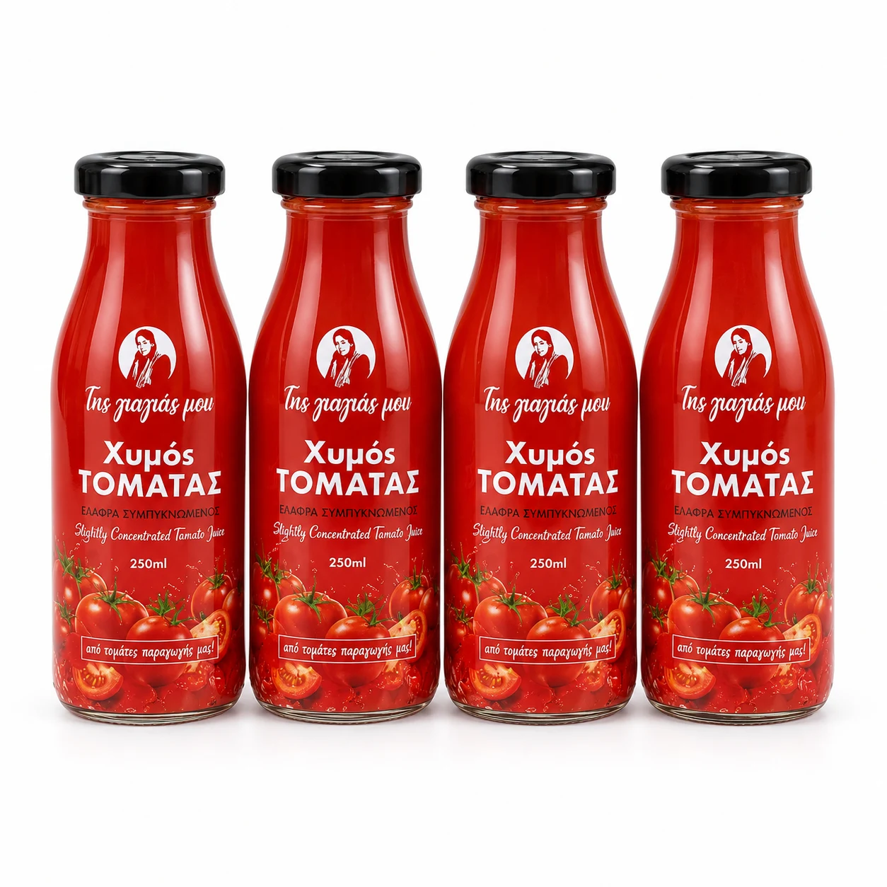 Four Bottles of Greek Tomato Juice Cretan Goods Tomato Juice 250ml - Image 1