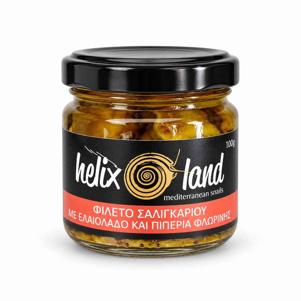 Helix Land Snails in Olive Oil Helixland Snail Fillets in Extra Virgin Olive Oil with Red Pepper 200g - Image 1